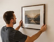 Framed wall art up to 24 inches hung level