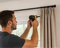 Curtain rod up to 72 inches installed above a window